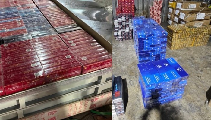 海关查获藏匿于金属门内的20多万支中国香烟