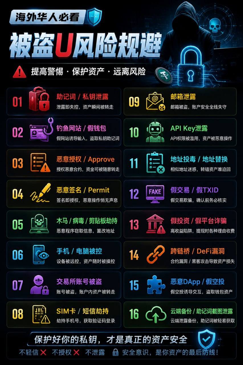 你的USDT为什么会被盗？以下这些情况都可能导致资产损失：