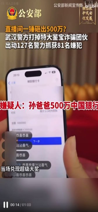 武汉警方打掉特大“鉴宝”直播诈骗团伙