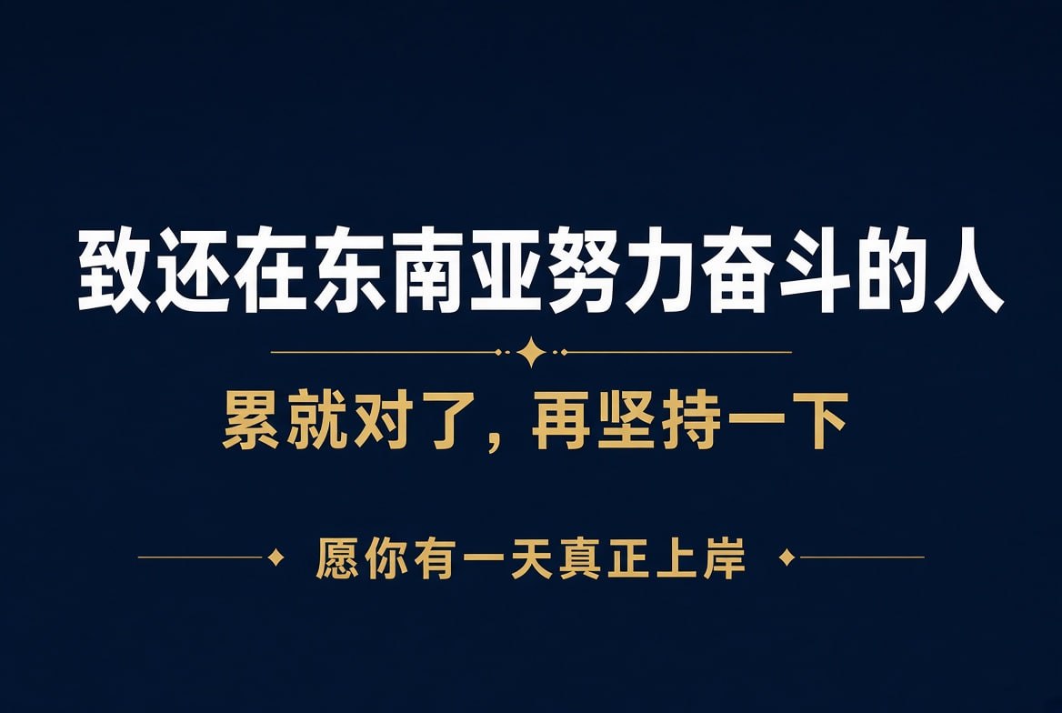 在东南亚打拼的人或许正经历着不为人知的艰辛:背井离乡、咬牙坚持,一边忍受孤独与压…