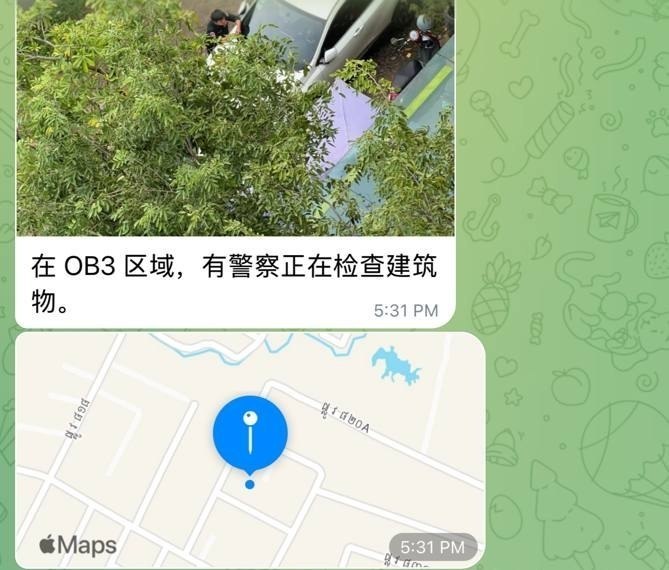 有网友投稿称，西港“OB3区域”警方正在对当地公寓酒店开展检查，提醒附近人员注意…