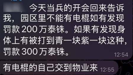 网友称缅甸某园区禁用电棍打人