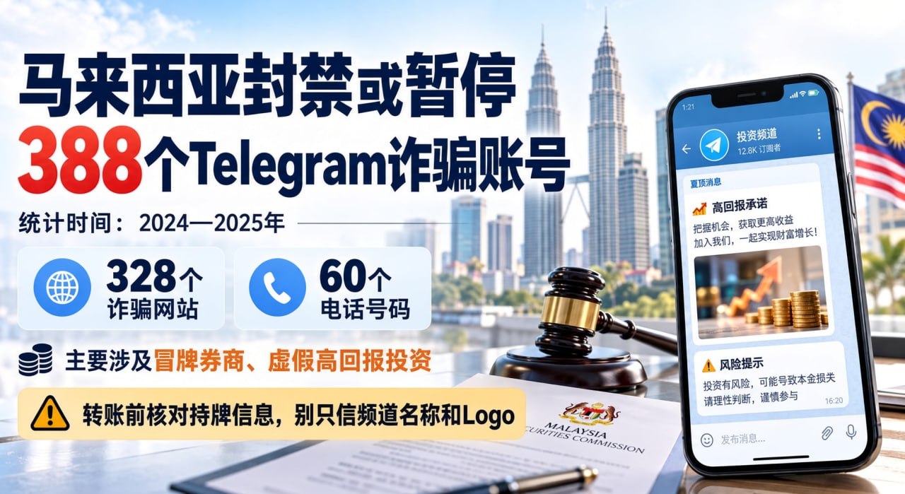 马来西亚封禁388个Telegram诈骗账号