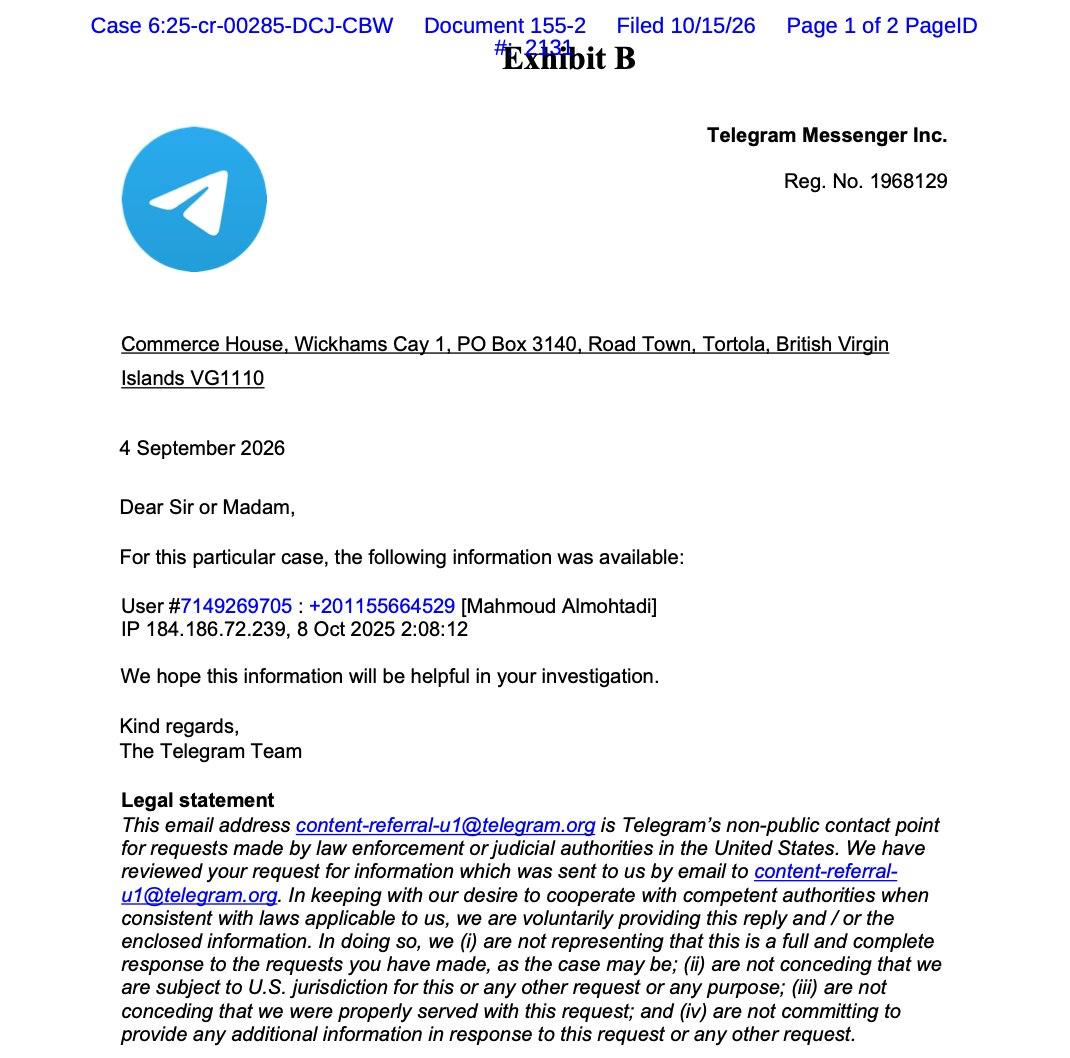 Telegram向美政府提供用户数据细节曝光
