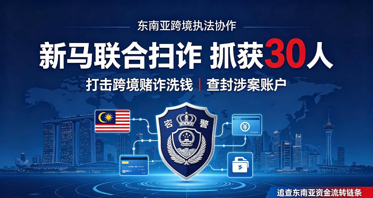 马来西亚警方联合新加坡抓获跨境电诈洗钱团伙30人