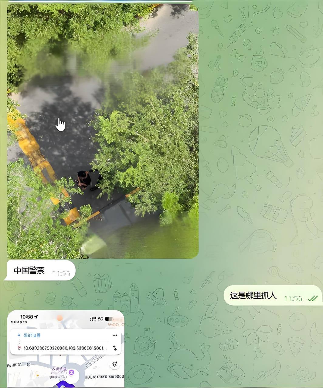 西港双狮转盘附近中柬联合执法控制一名涉案人员